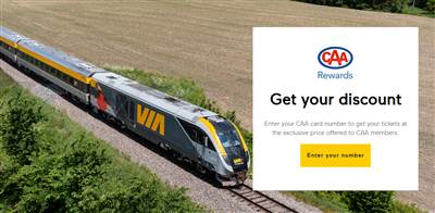 VIA Rail Canada CAA Discount – Save up to 20% on Train Travel