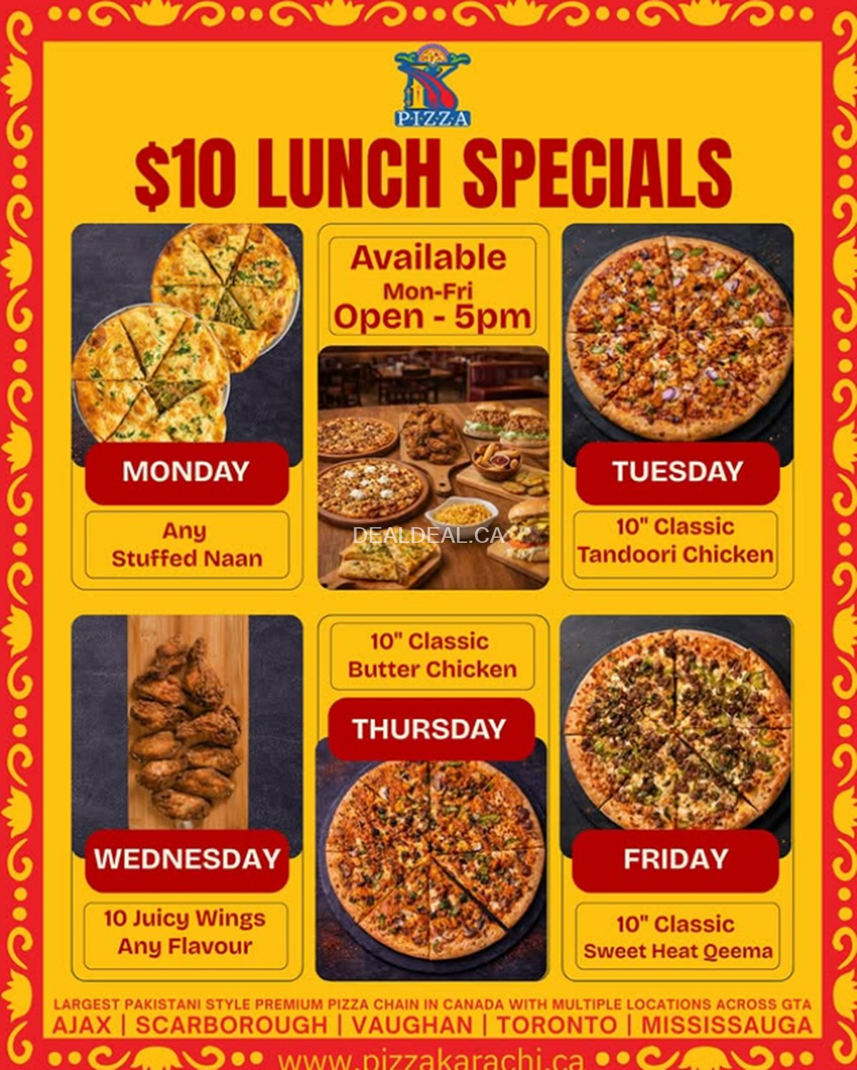 $10 Lunch Specials at Pizza Karachi