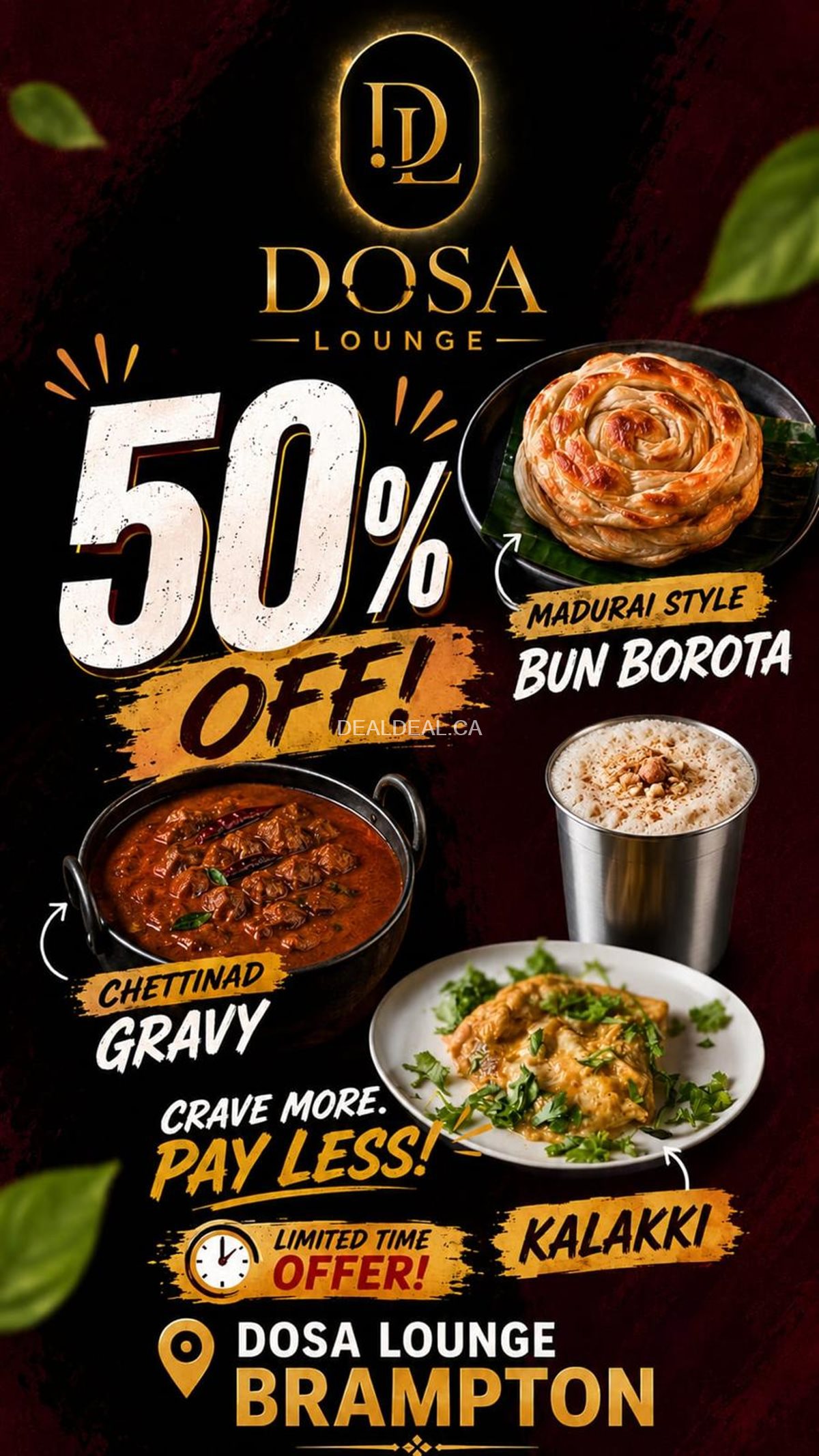 50% Off Dining & Takeout at Dosa Lounge Brampton
