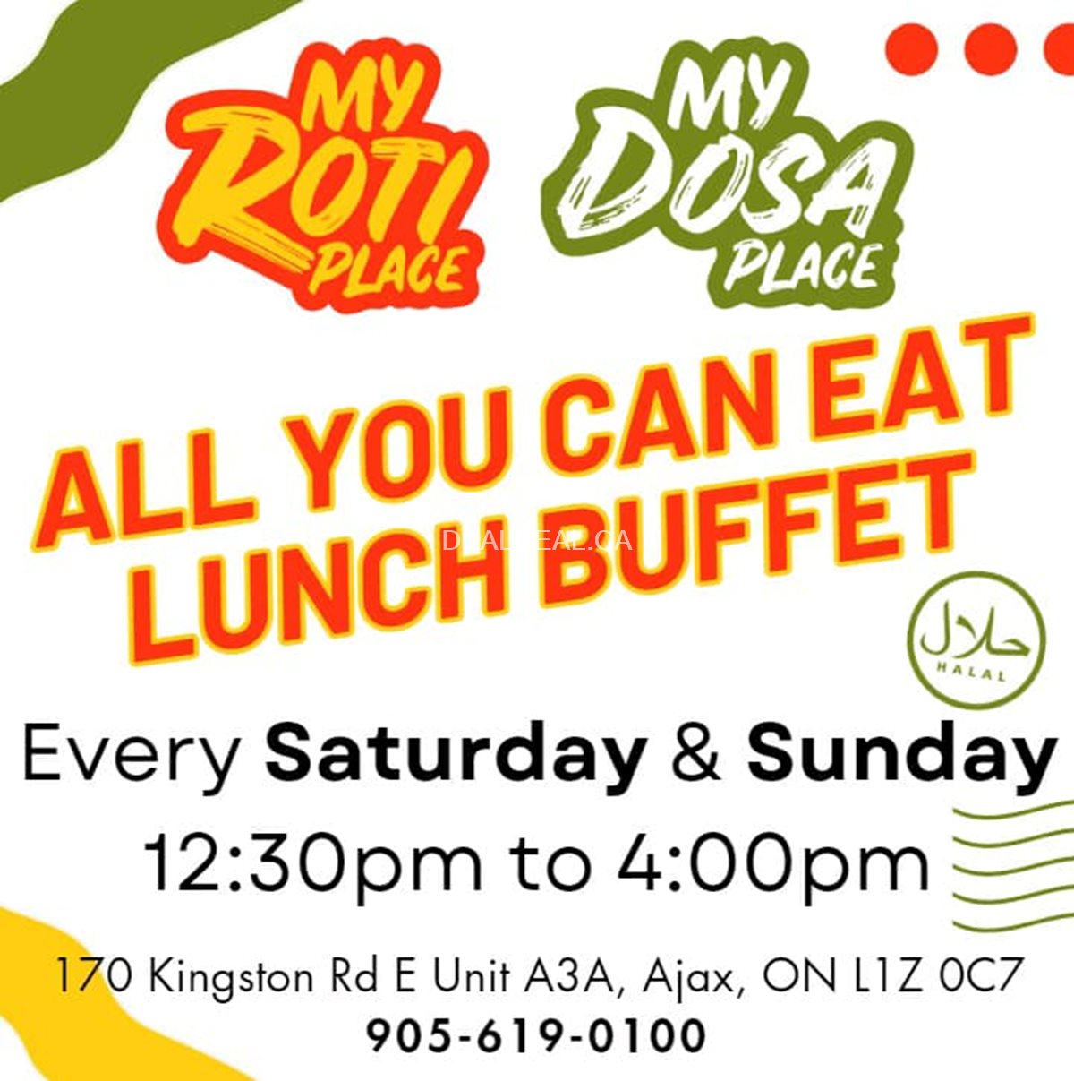 All you can eat lunch buffet at My Roti Place/My Dosa Place-Ajax
