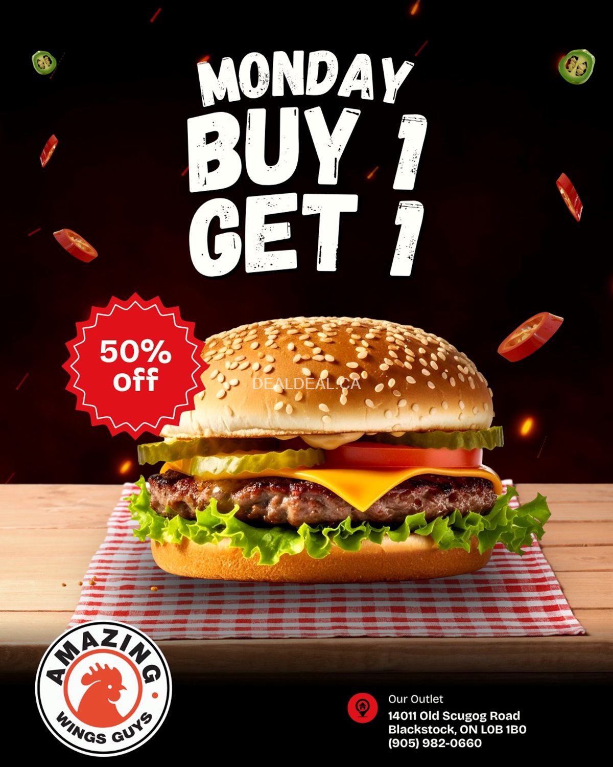 Amazing Wings Guys Blackstock Deals: BOGO 50% OFF Burgers, Fish & Chips, Souvlaki image 1