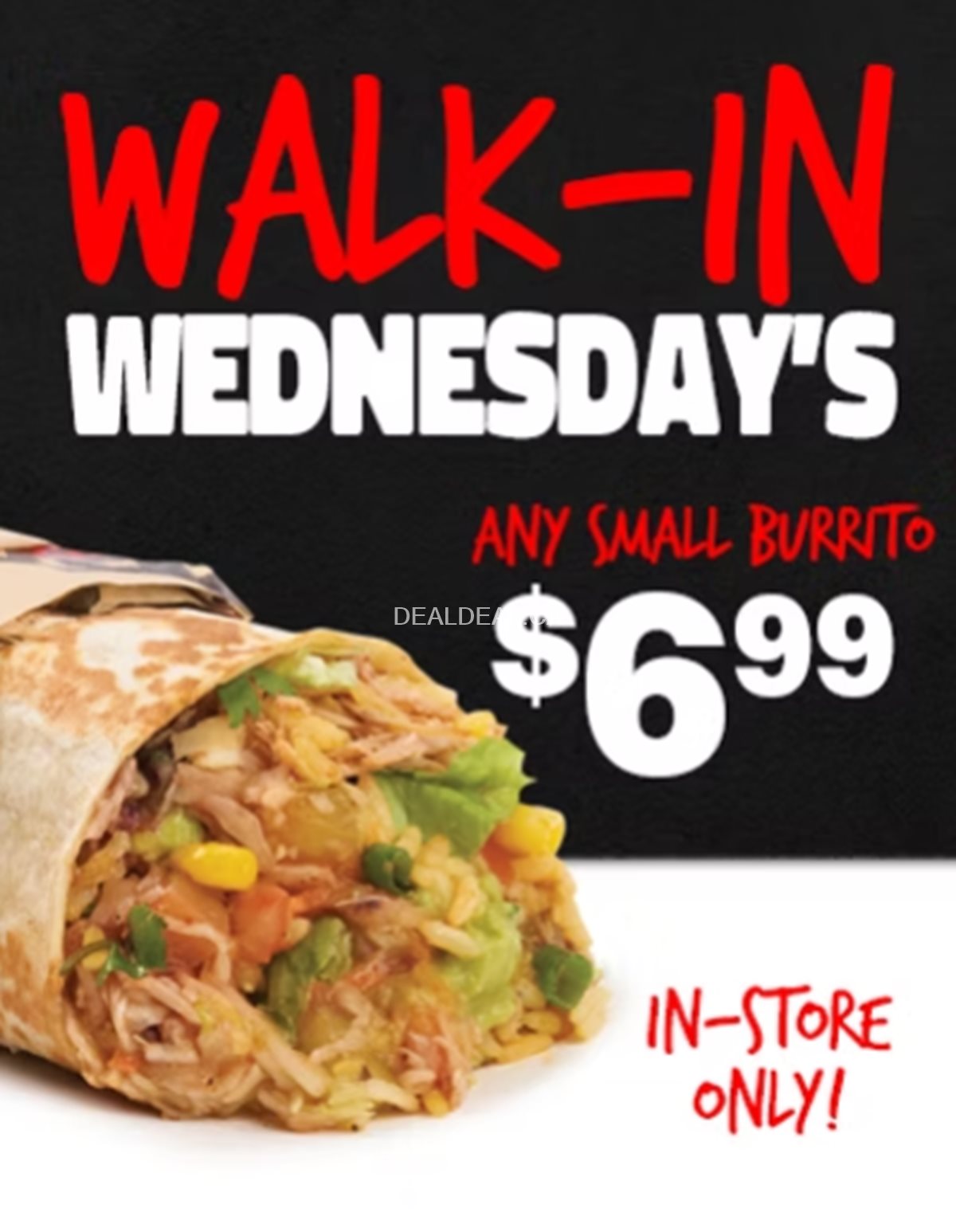 Any Small Burrito for $6.99 Every Wednesday at Fat Bastard Burrito Co.