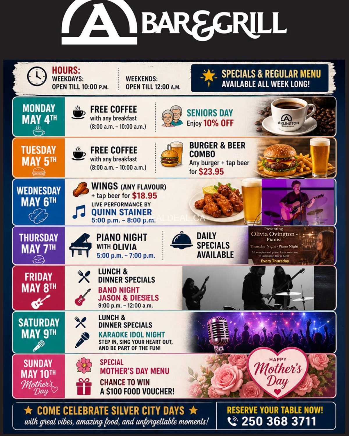 Arlington Bar & Grill Silver City Days Deals 2026 | Trail, BC