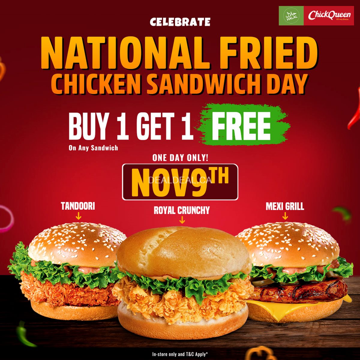 Buy 1, Get 1 FREE on any sandwich at ChickQueen