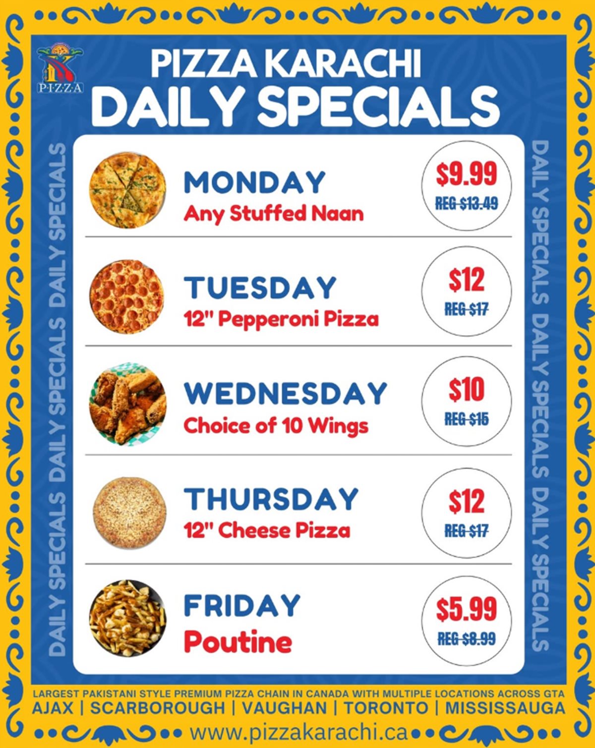 Daily Deals at Pizza Karachi