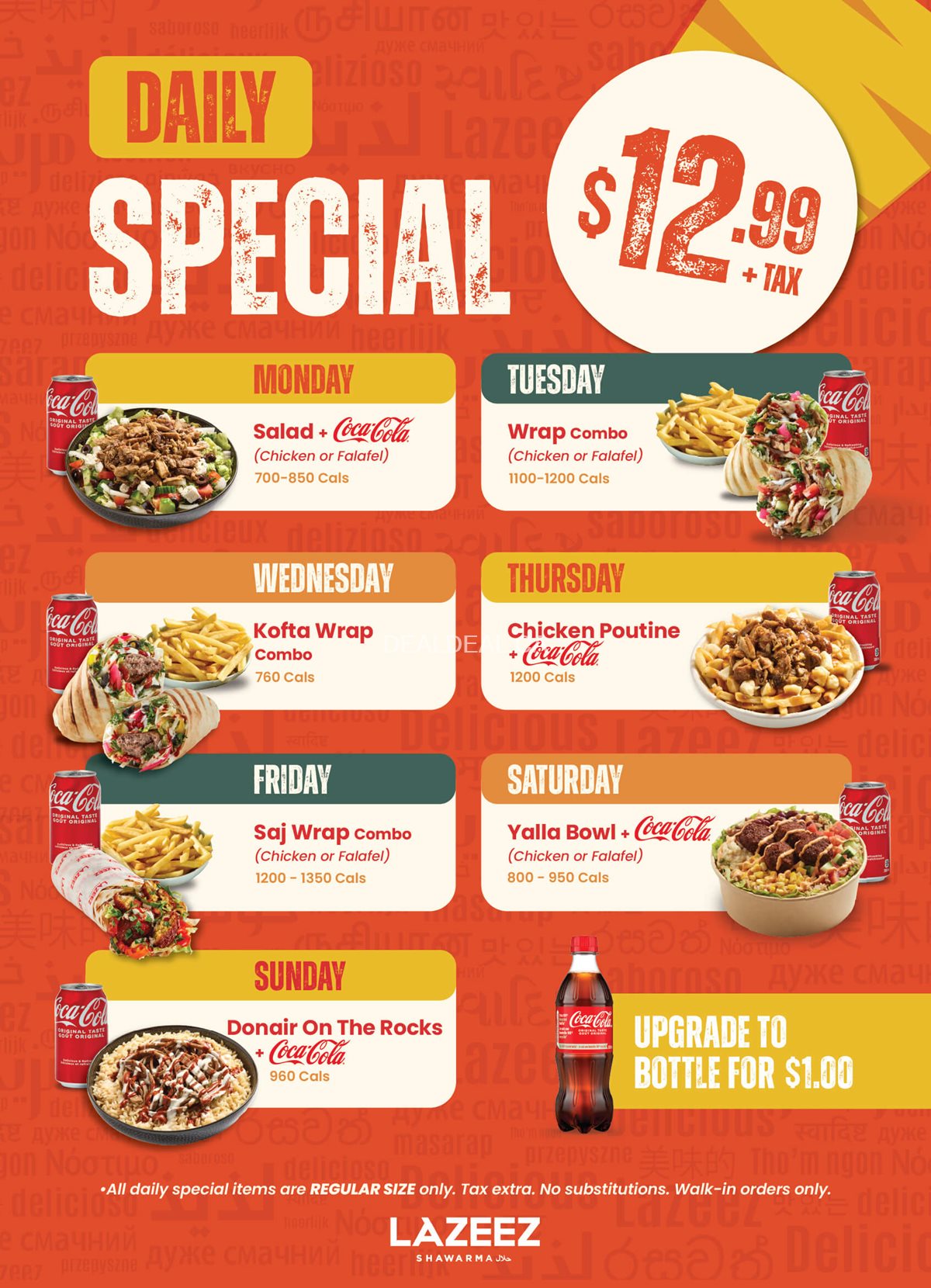 Daily Specials at Lazeez Shawarma