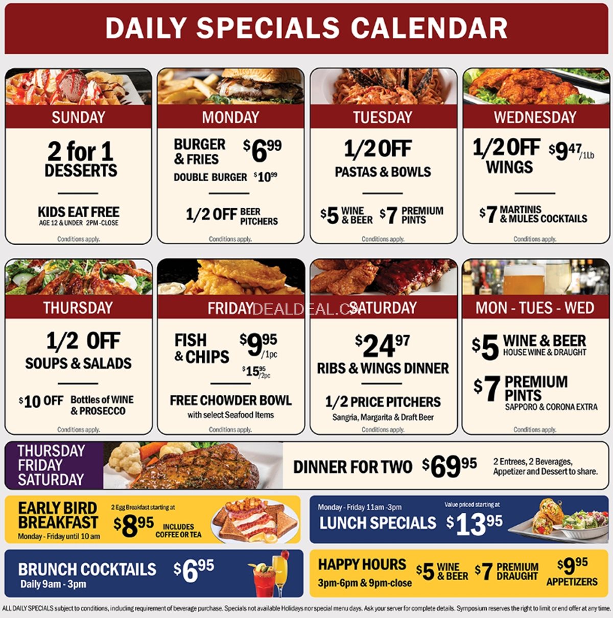 Daily Specials at Symposium Cafe Restaurant & Lounge