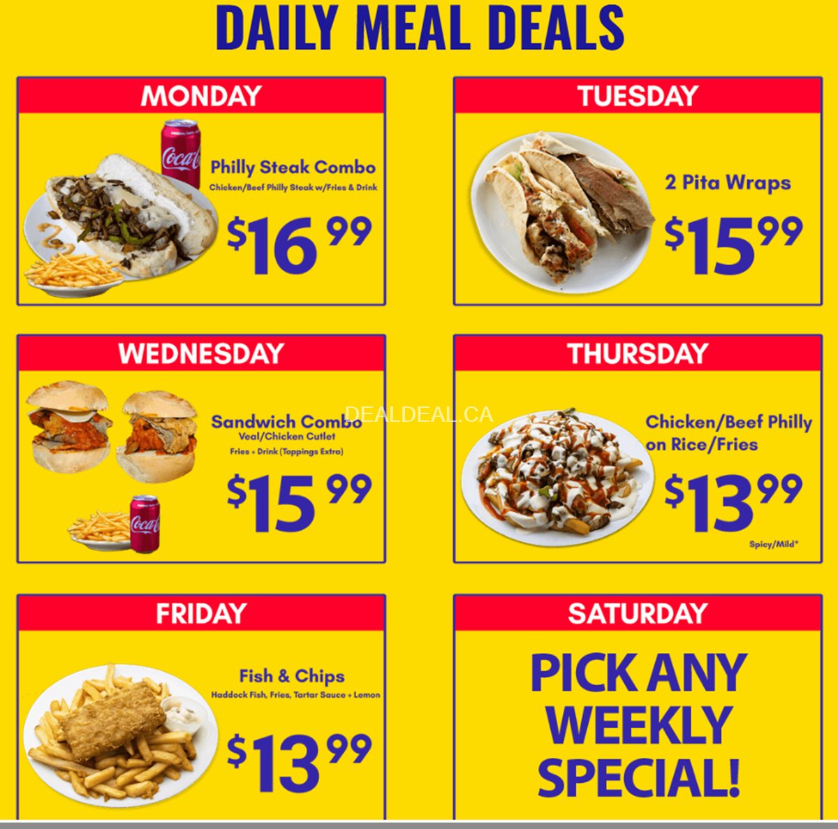 Every day, enjoy meal deals at Milano's Grill