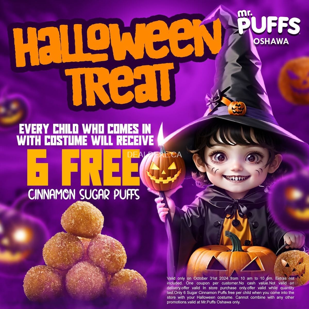 Free Halloween Treat! Enjoy 6 Complimentary Sugar Puffs at Mr. Puffs