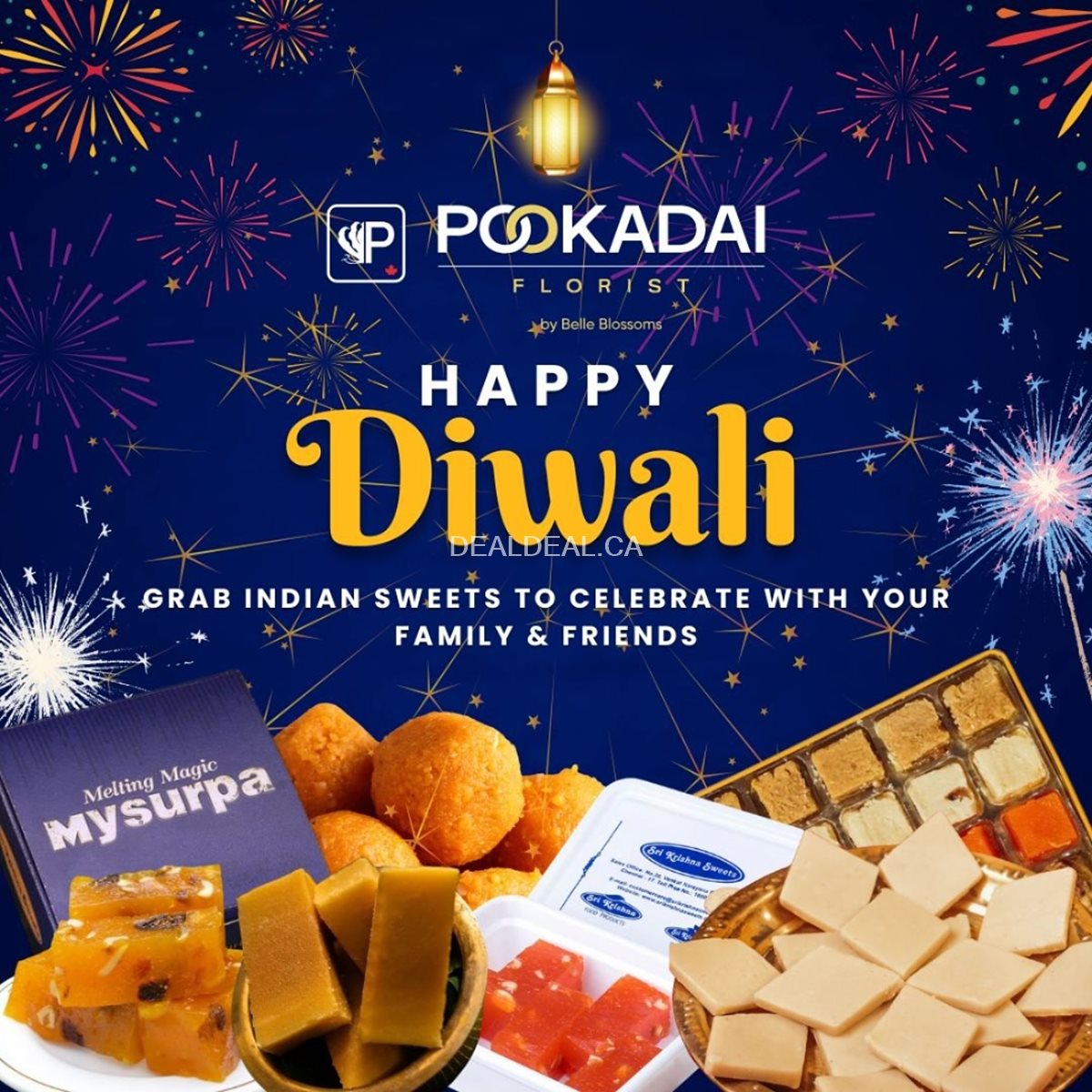 Fresh Indian Sweets at Pookadai Florist for Diwali!