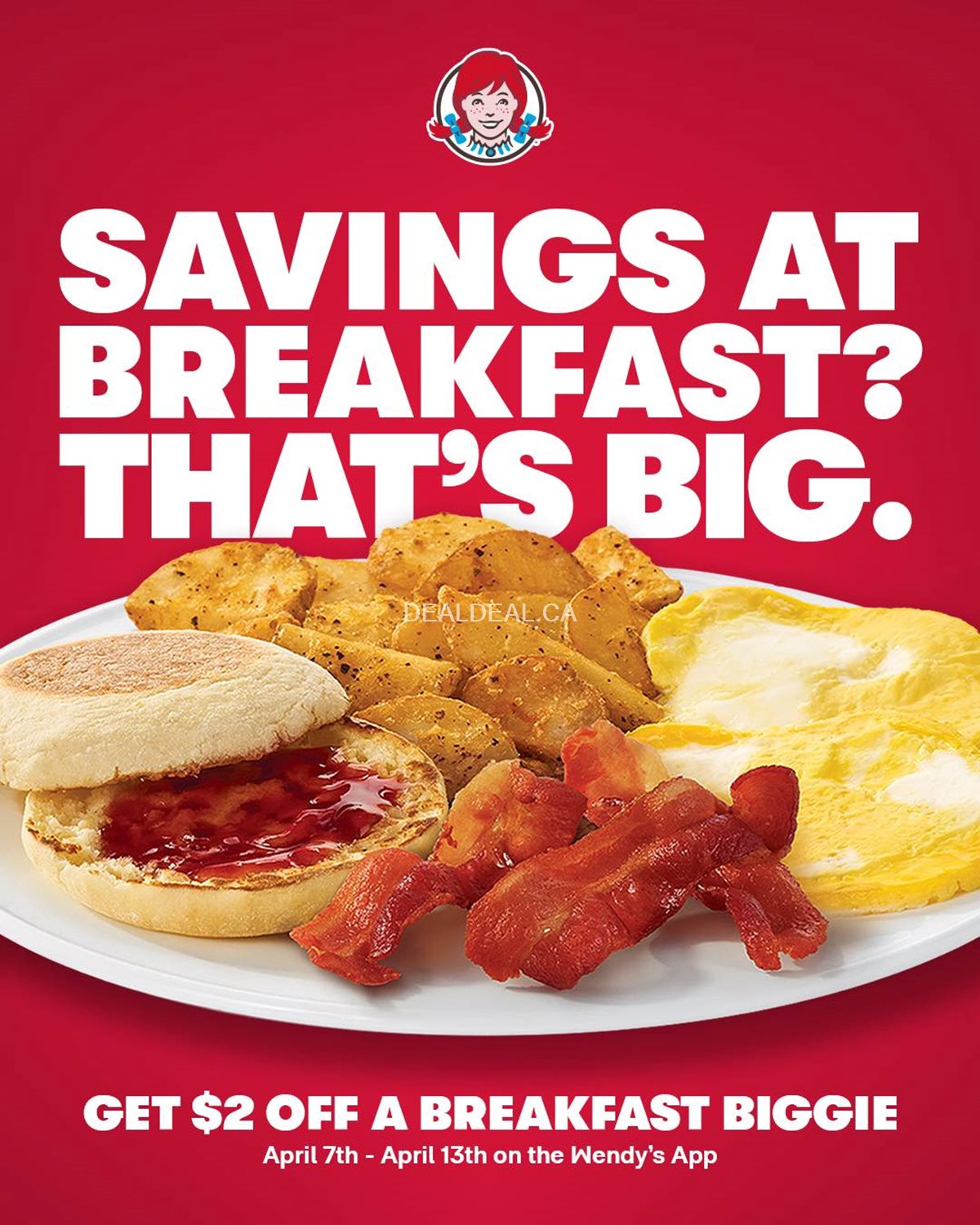 Get $2 off a bacon or sausage breakfast biggie at Wendy's