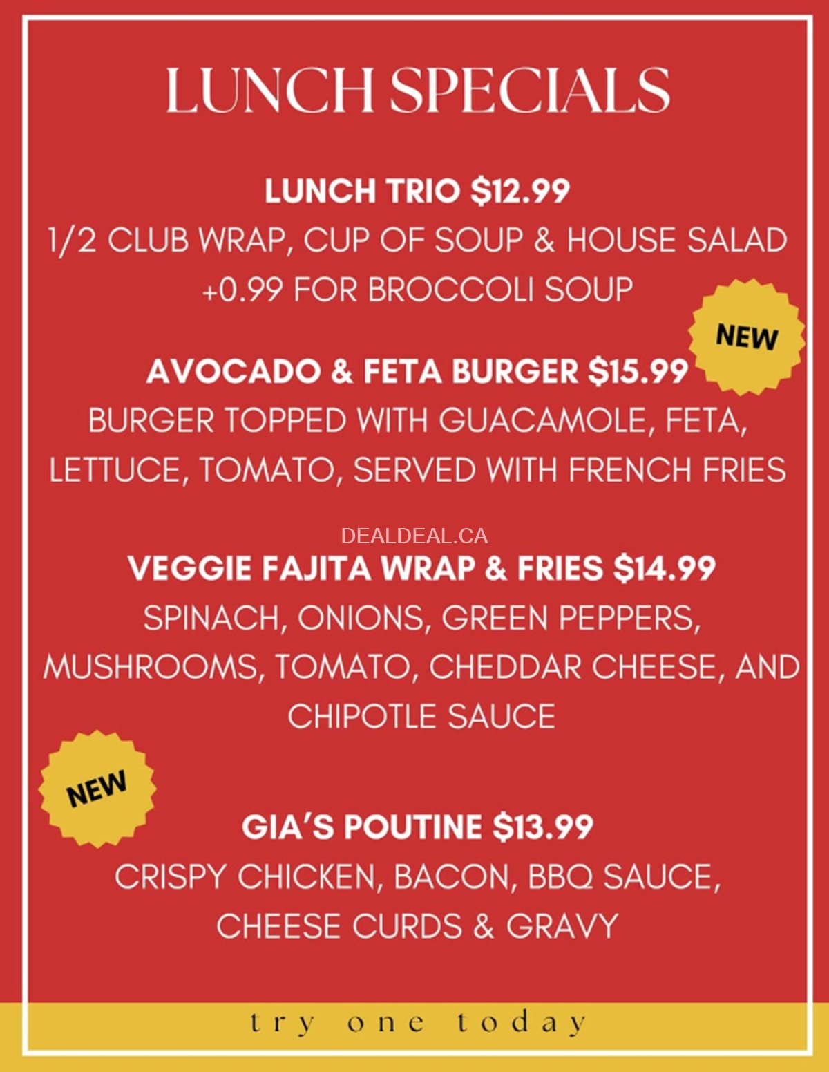 Lunch Specials at Rise & Dine Eatery Toronto
