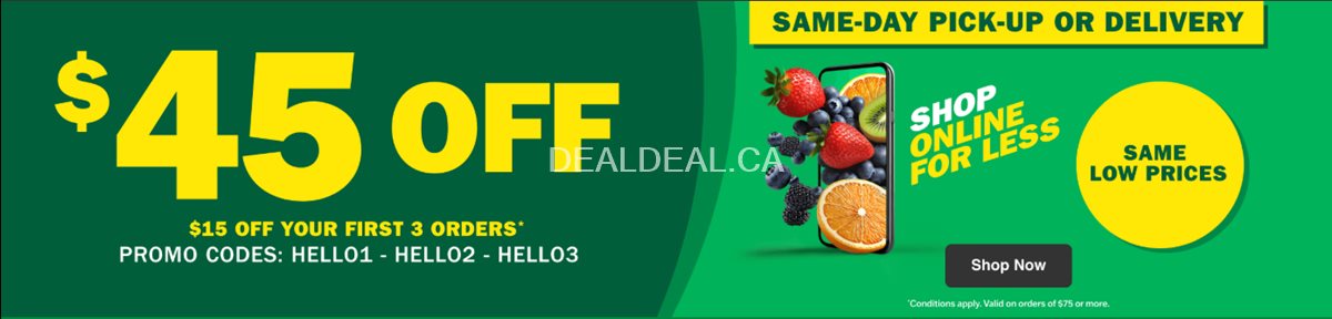 Save $45 on Your First 3 Grocery Orders at Food Basics