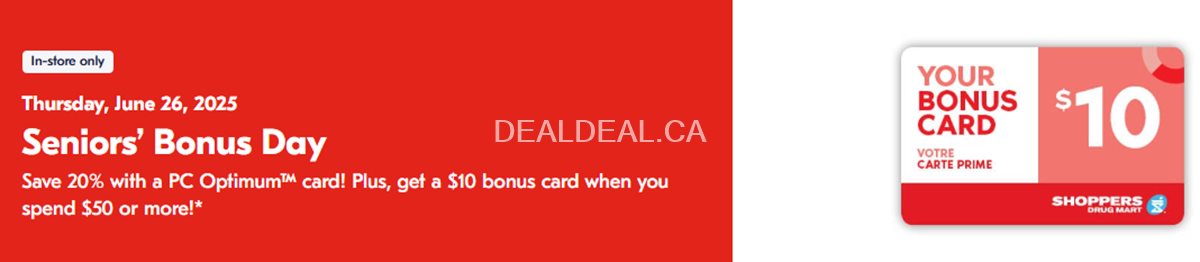 Seniors' Bonus Day at Shoppers Drug mart