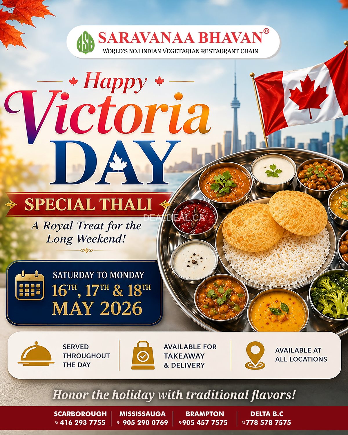 Victoria Day Special Thali 2026 | Saravanaa Bhavan Canada