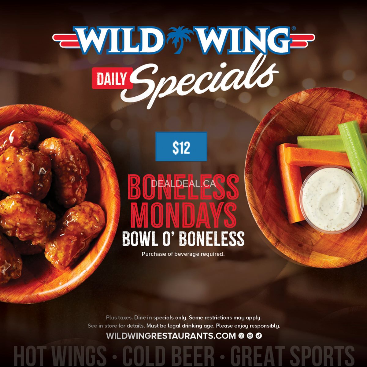 Wild Wing Boneless Mondays – $12 Bowl O’ Boneless | Seaton Centre Pickering