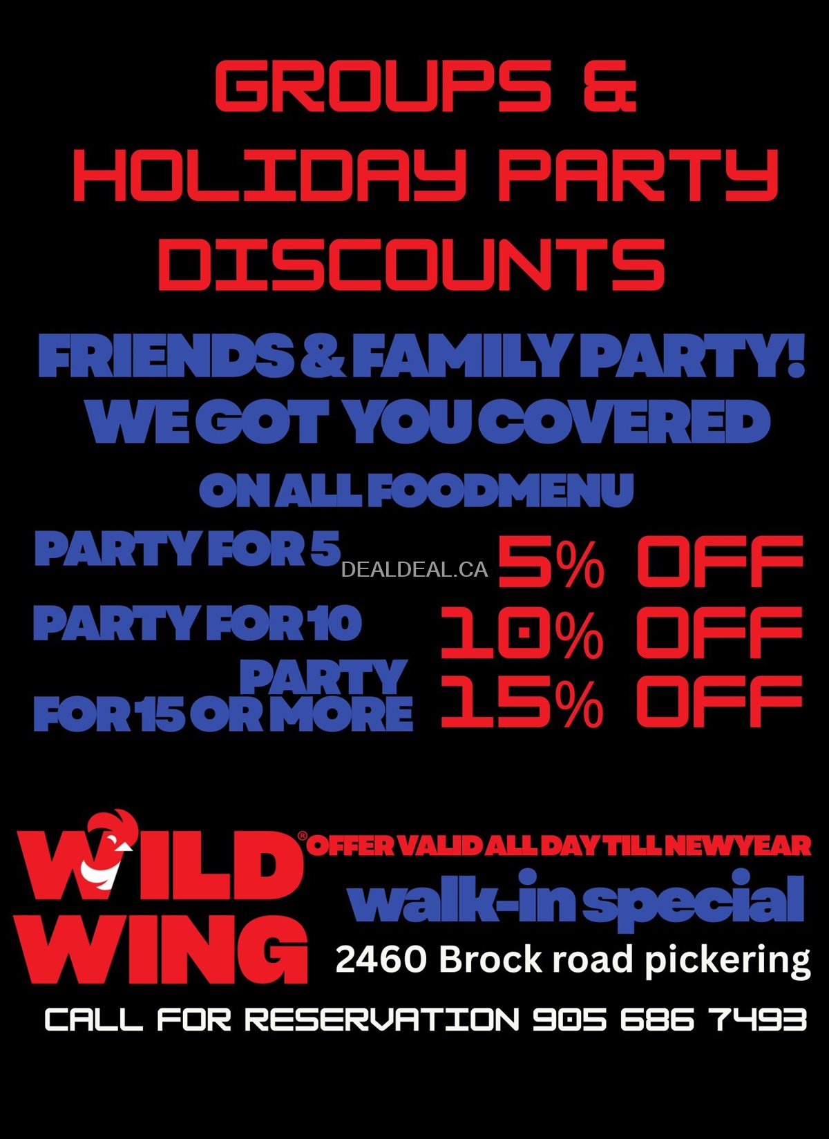 Wild Wing Pickering Holiday Party Discounts | Save Up to 15% for Groups