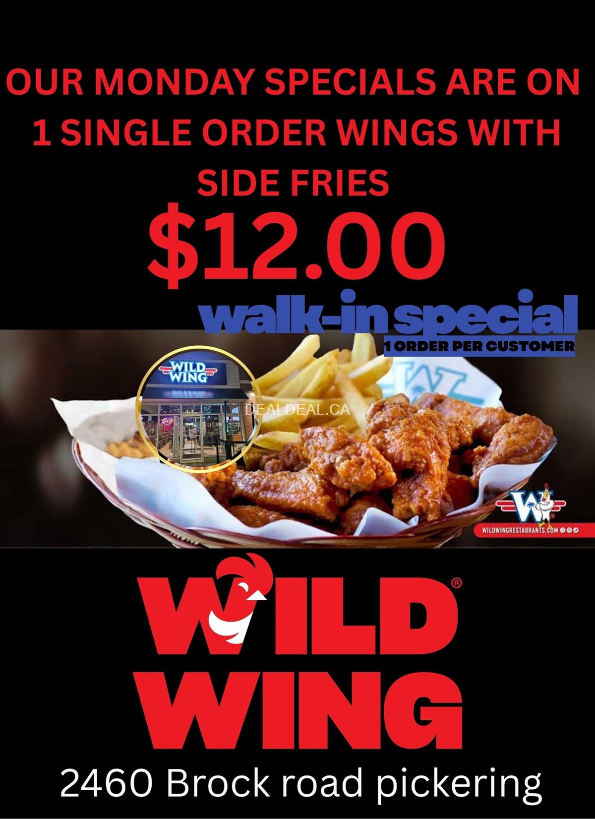 Wild Wing Pickering Monday Special | $12 Wings & Fries Deal