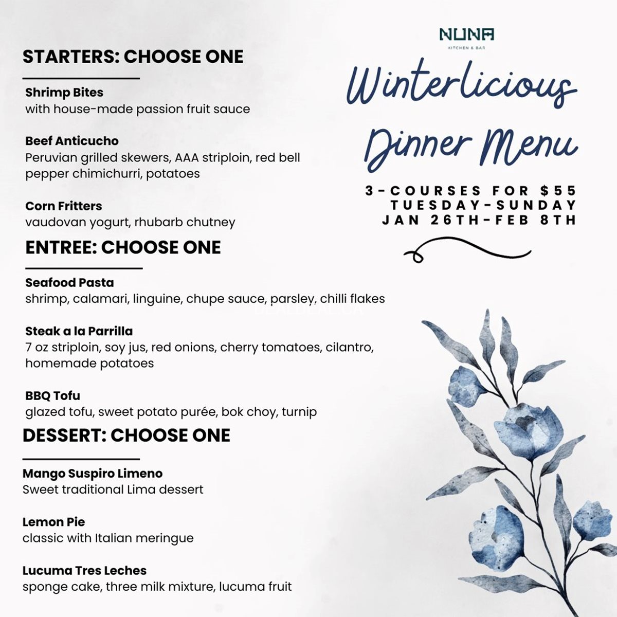 Winterlicious 2024 menu at Nuna Kitchen & Bar image 2