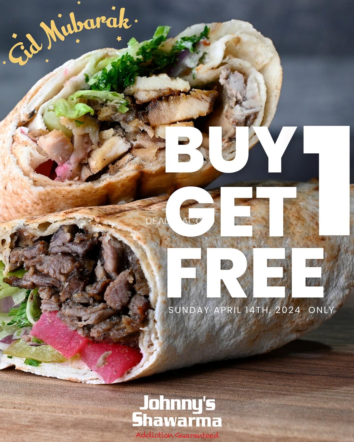 Buy one wrap, get the second one FREE at Johnny's Shawarma