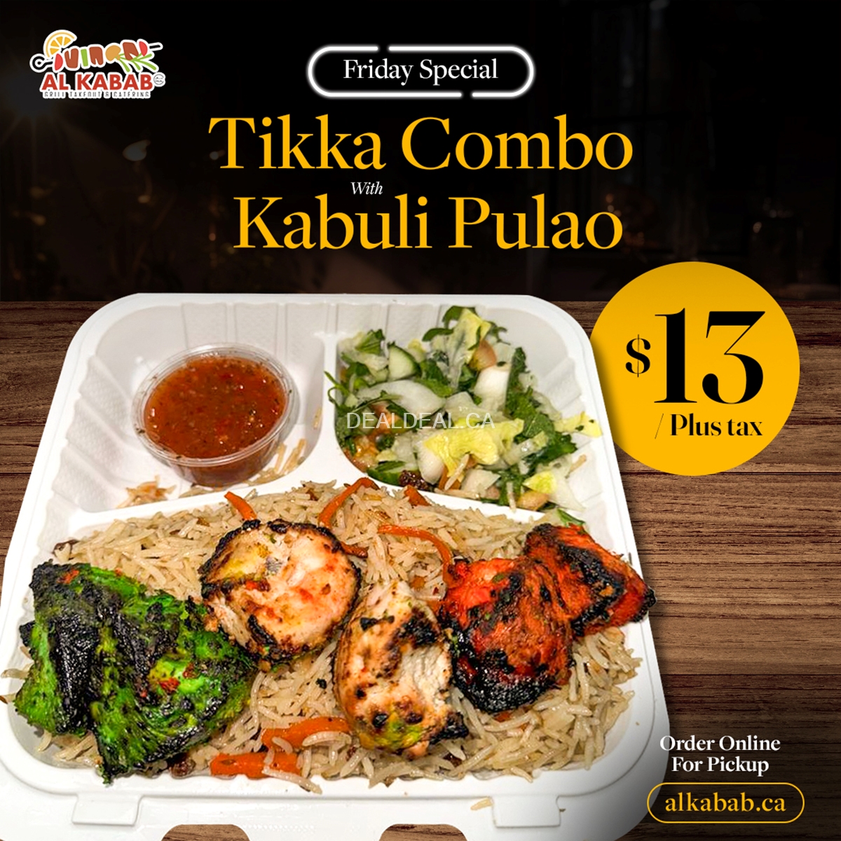 Tikka Combo with Kabuli Pulao at Al Kabab