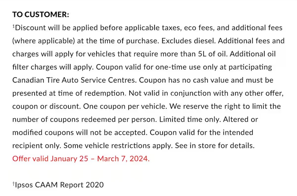 Save $15 at Canadian Tire on an Oil Change image 2