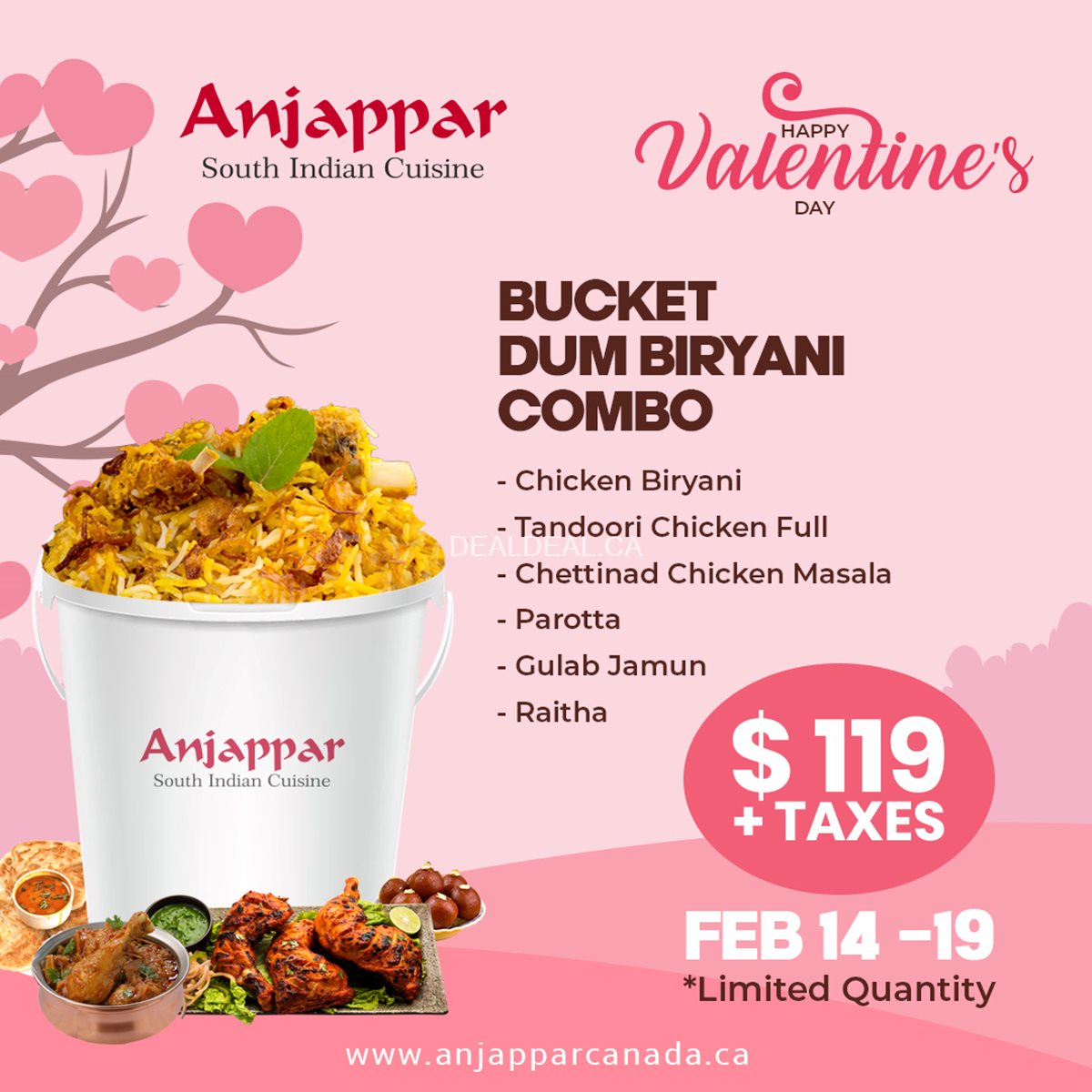 𝐕𝐚𝐥𝐞𝐧𝐭𝐢𝐧𝐞'𝐬 𝐰𝐞𝐞𝐤 𝐁𝐮𝐜𝐤𝐞𝐭 𝐁𝐢𝐫𝐲𝐚𝐧𝐢 𝐂𝐨𝐦𝐛𝐨 at Anjappar Chettinad