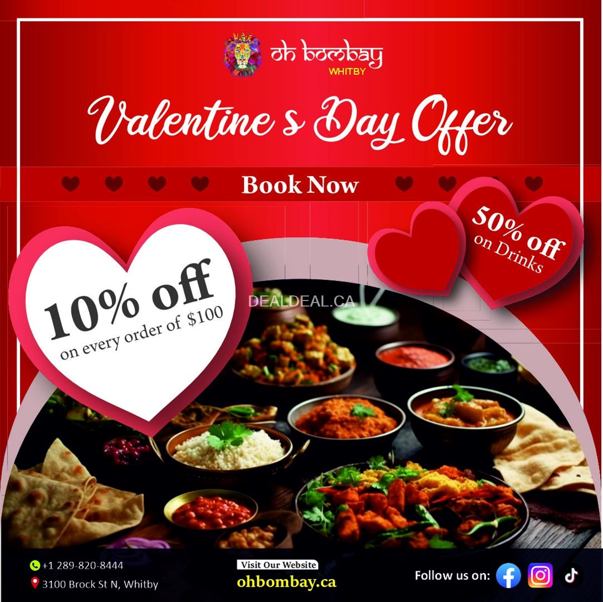 Valentine's Day Special at Oh Bombay Restaurant in Whitby!