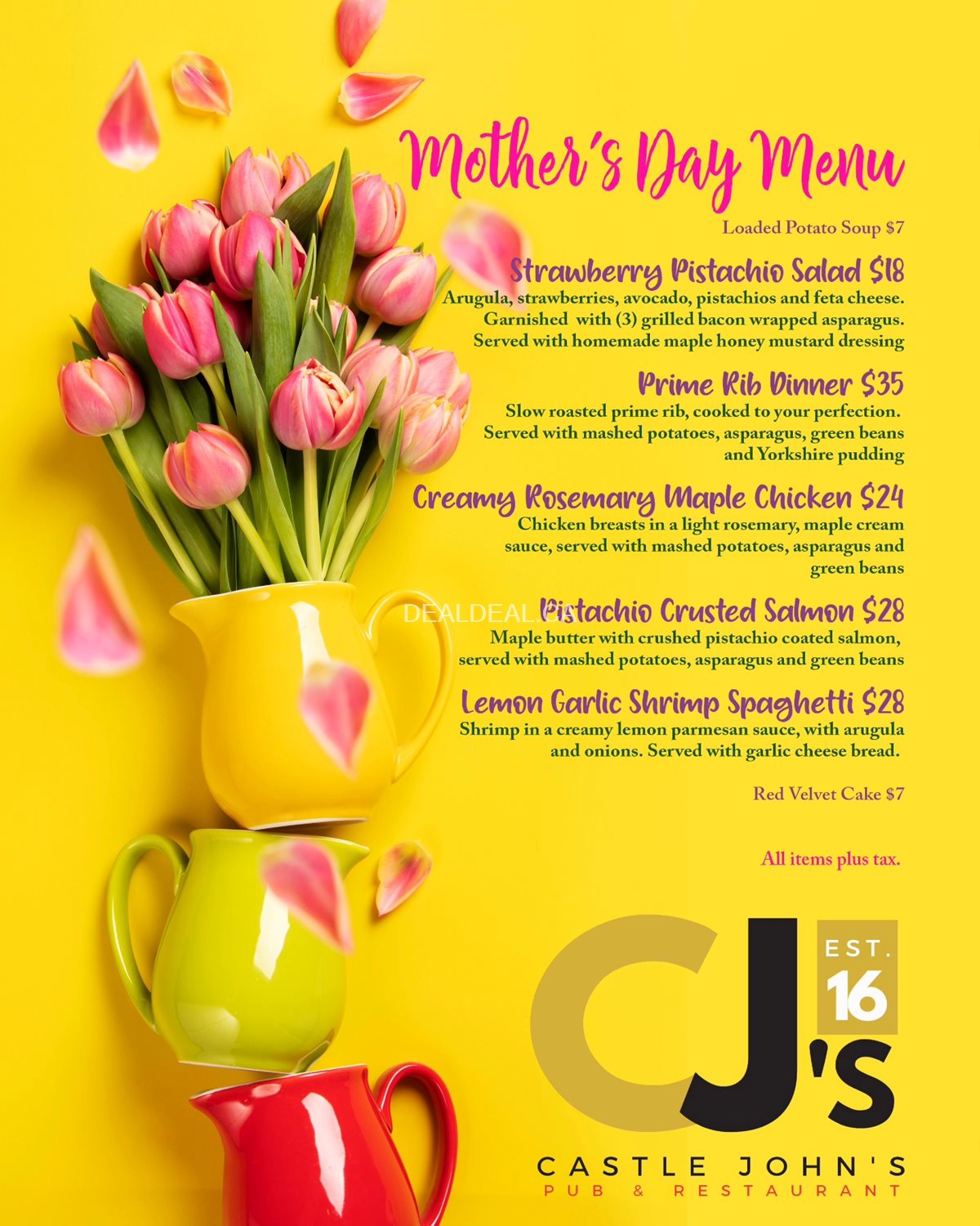 Mother's Day Menu at Castle John's Port Perry