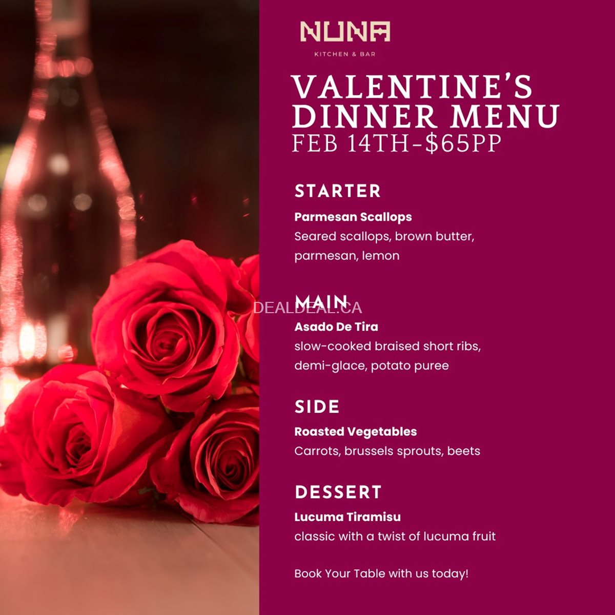 Valentine's Dinner Menu at Nuna Kitchen & Bar
