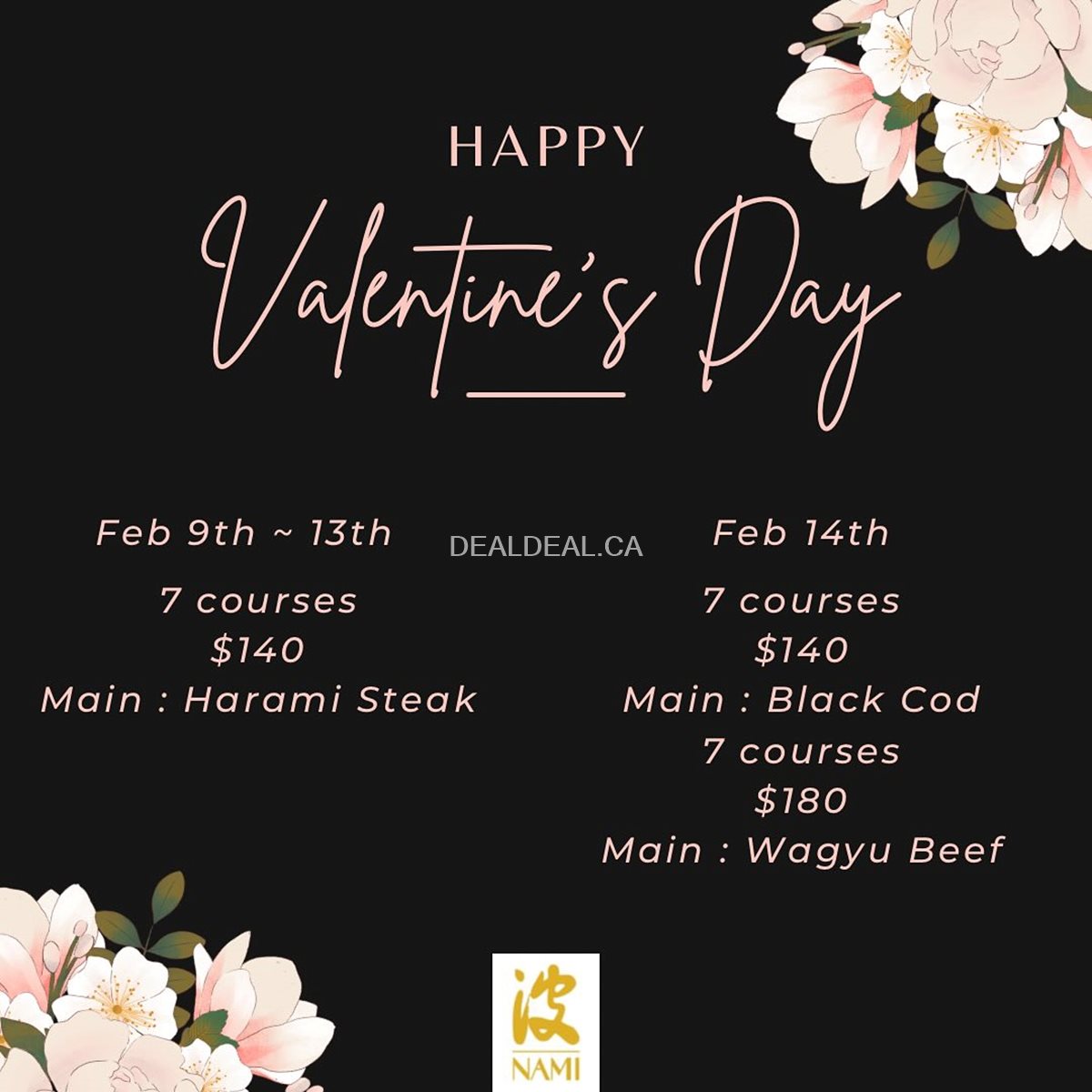 Valentine’s special dinner course at Nami Japanese Restaurant image 1