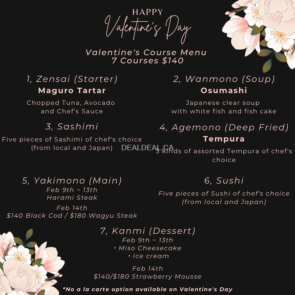 Valentine’s special dinner course at Nami Japanese Restaurant image 2
