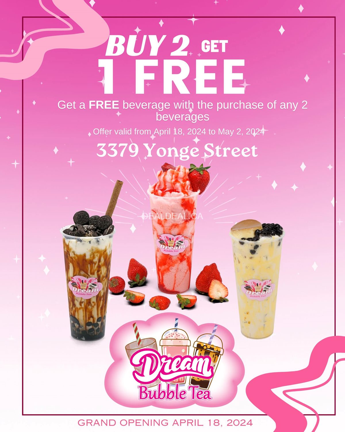 Grand opening offer: Buy 2 get 1 Free at Dream Bubble Tea