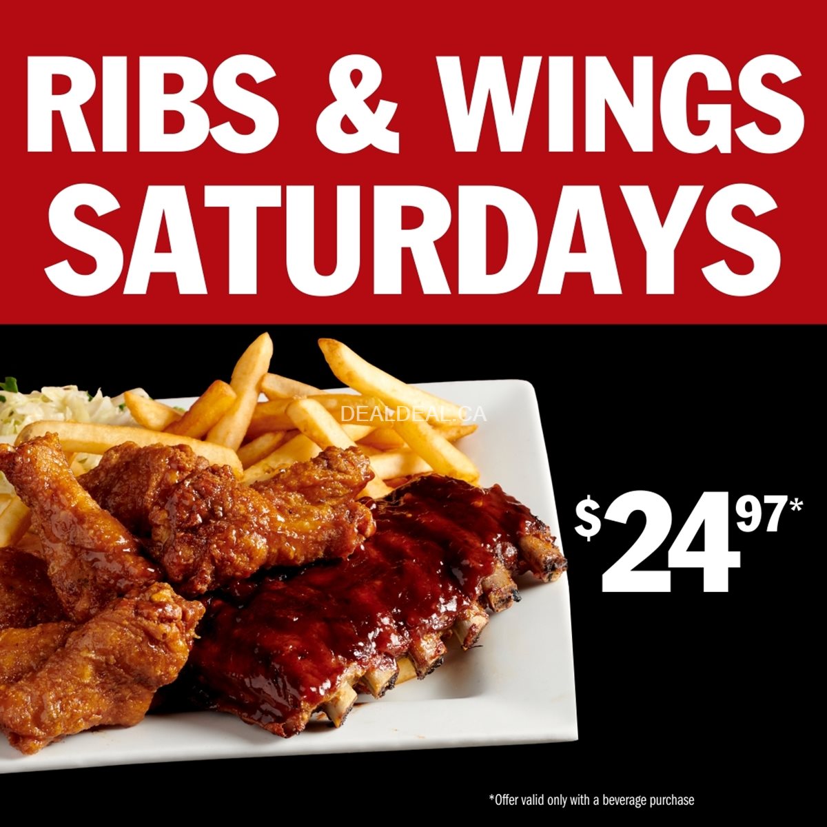 Saturdays: Ribs & Wings Dinner $24.97 – Symposium Cafe Brantford