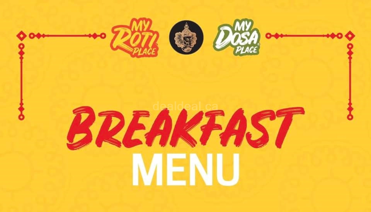 Breakfast Menu at My Roti Place-My Dosa Place-Ajax image 1