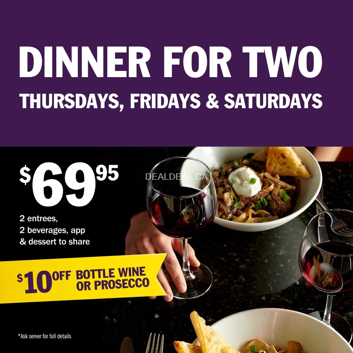 Dinner for Two $69.95 – Symposium Cafe Brantford