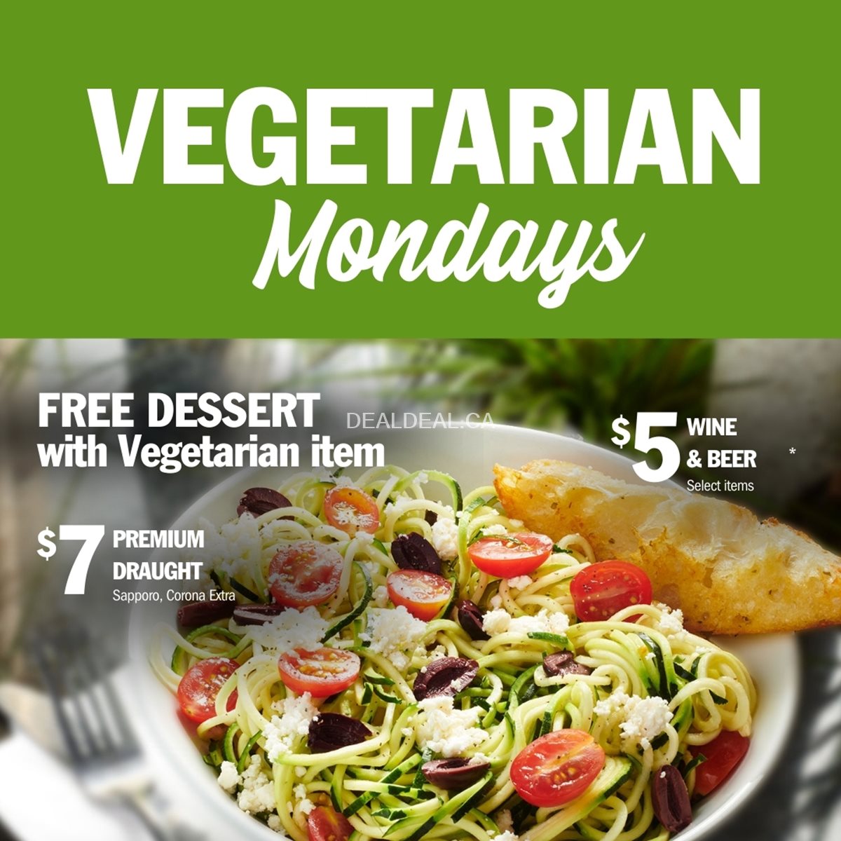 Mondays: Free Dessert with Vegetarian Order – Symposium Cafe Brantford