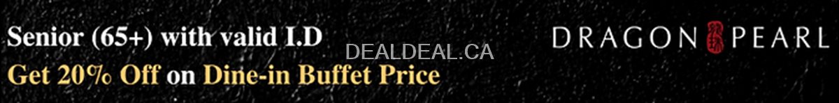 Senior (65+) with I.D:  Get 20% Off on Dine in Buffet Price at Dragon Pearl