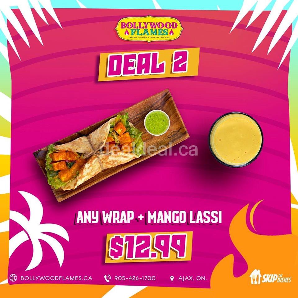 Any Wrap and Mango Lassi for $12.99 at Bollywood Flames
