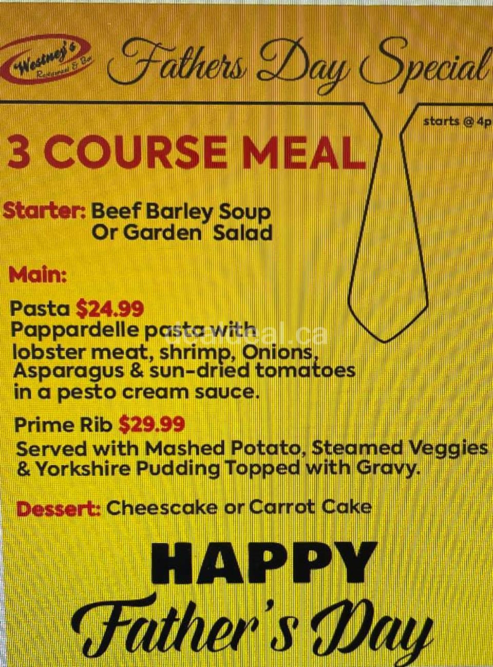 Father's Day Special at Westney Restaurant and Bar