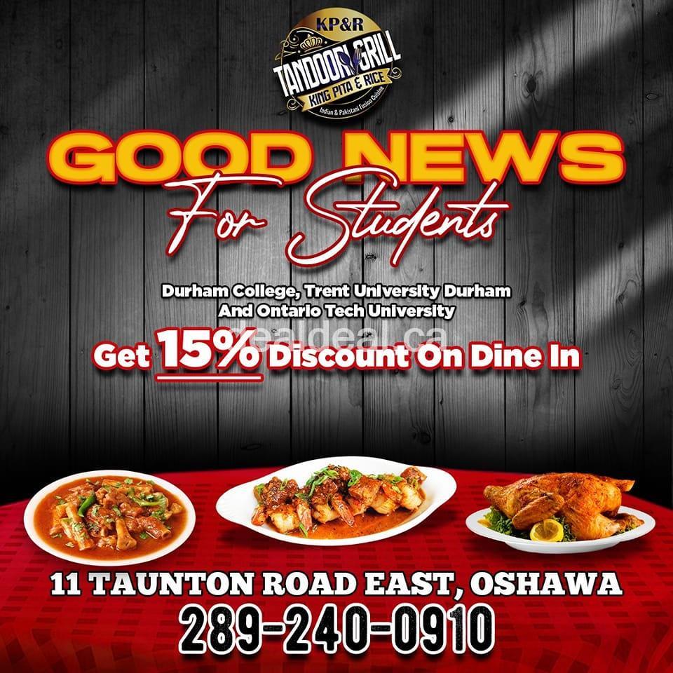 For Students - Get 15% Discount on Dine In at King Pita & Rice