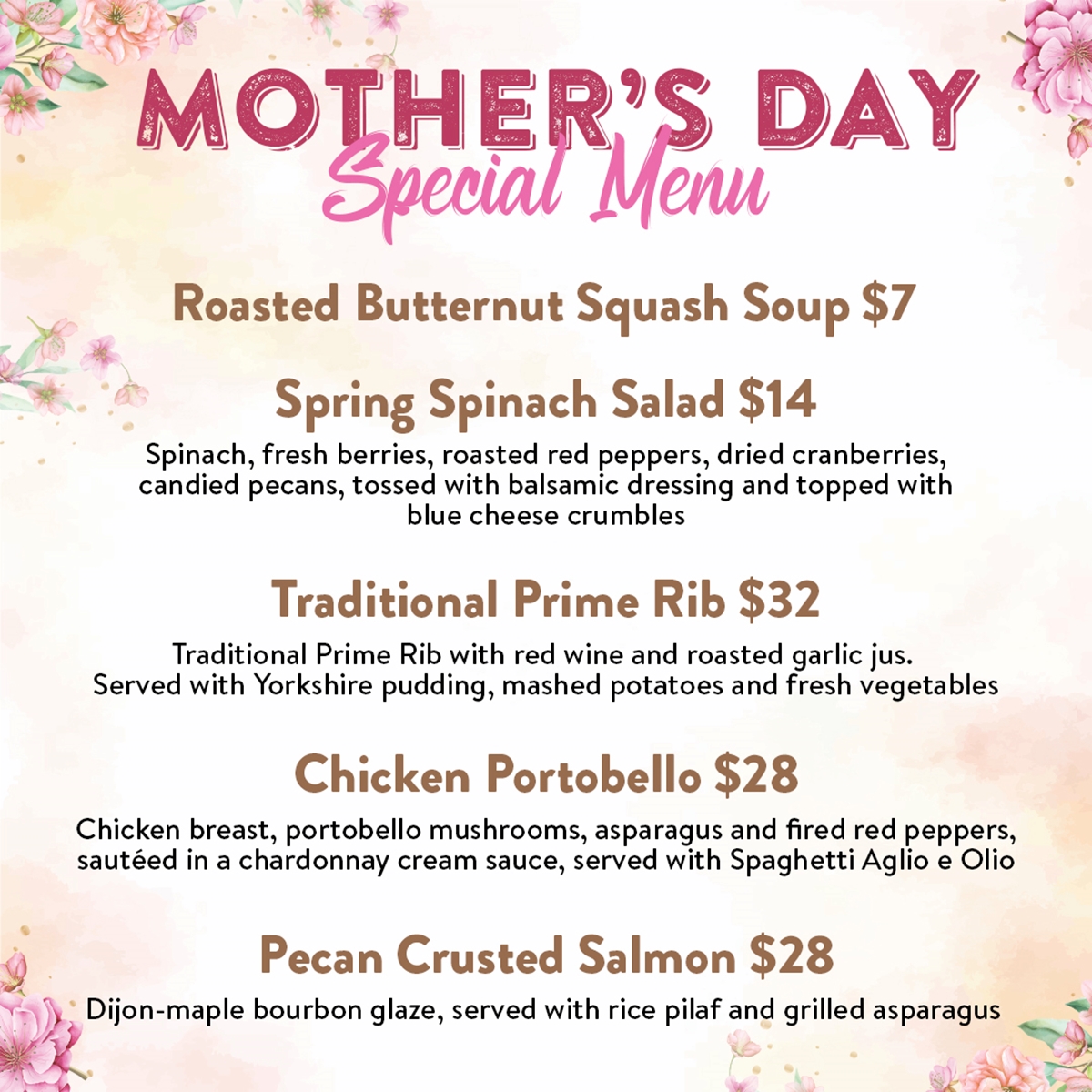 Mother's Day Special menu at Piper Arms Pub Whitby image 2