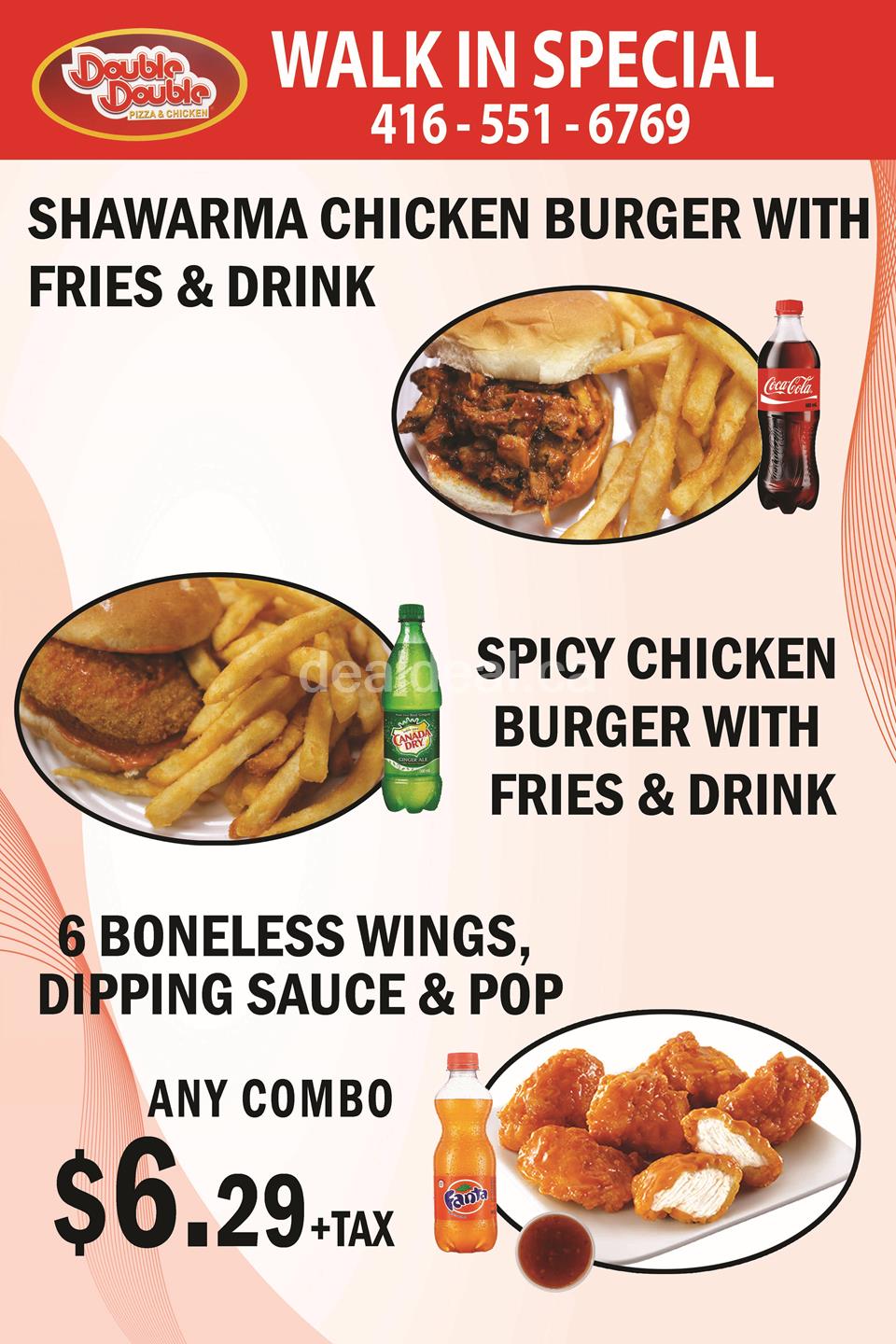 Walk in Special at Double Double Pizza & Chicken - Kingston Rd