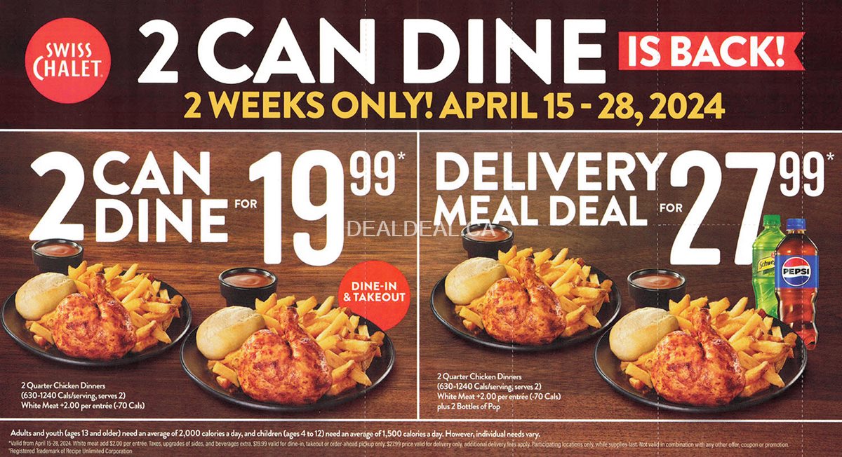 2 Can Dine Deal is Back at Swiss Chalet