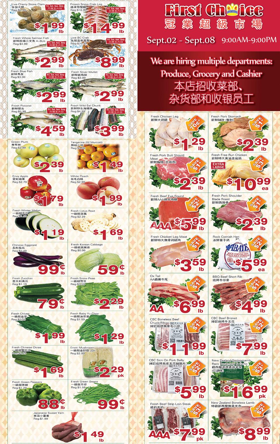 First Choice Supermarket's Weekly Flyer from September 2 to 8