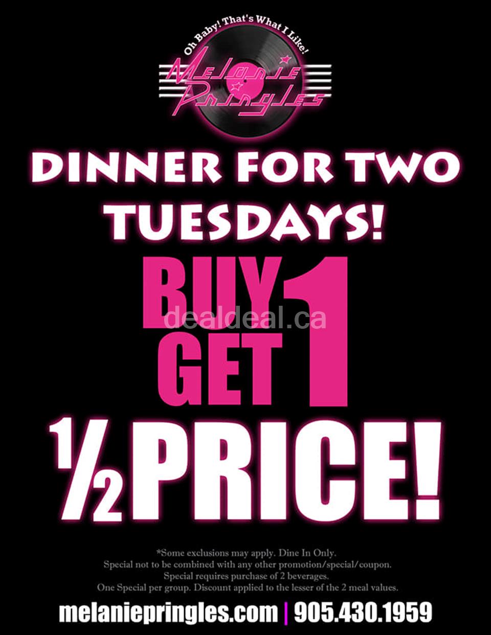 Dinner for two Tuesdays at Melanie Pringles