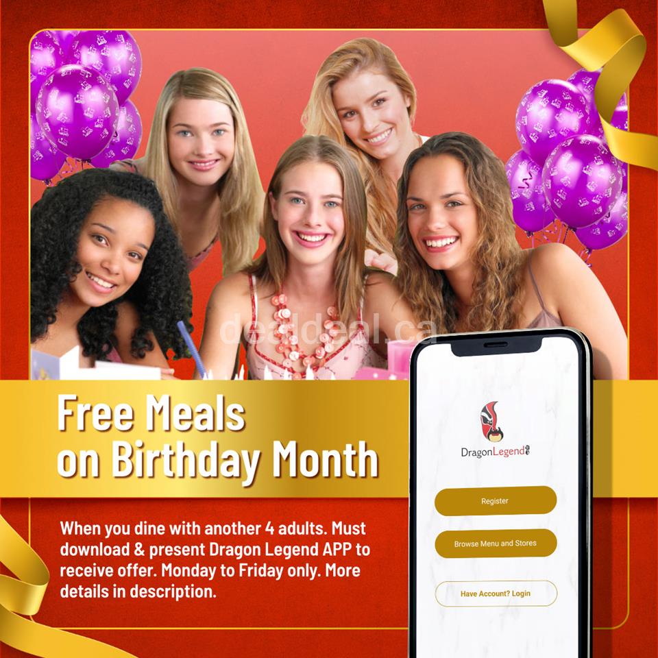 Free Meals on Birthday Month at Dragon Legend Dragon Legend