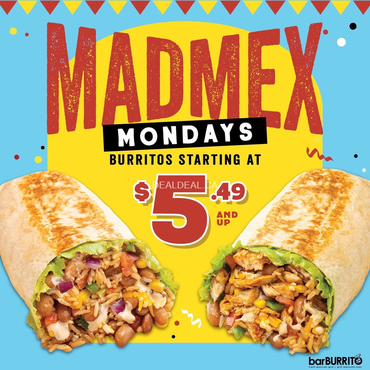 Burritos from $5.49 every Monday at BarBURRITO