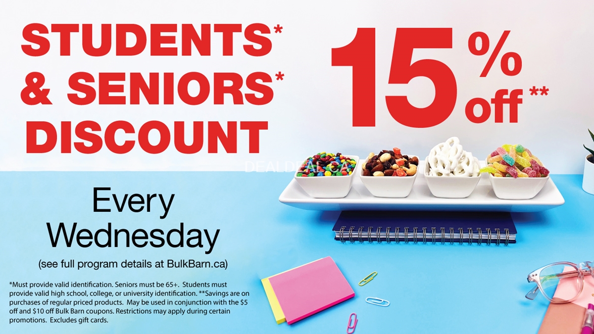 Bulk Barn offers discounts for seniors and students