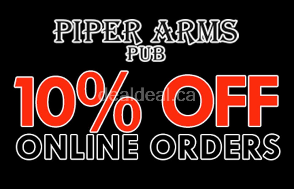 10% off Online Orders at Piper Arms Pub